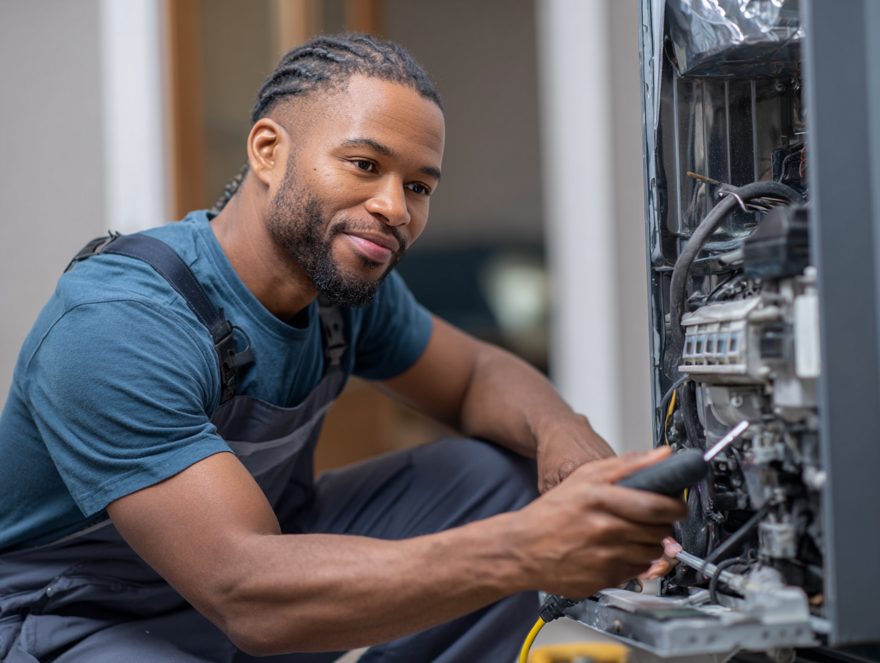 Servicing gas boiler and water heater