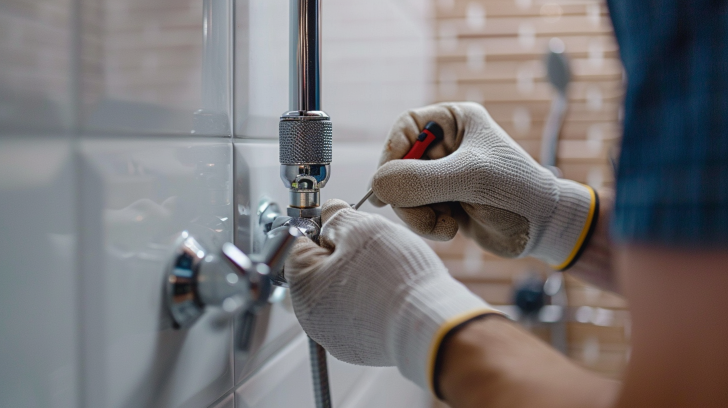 Person repairing a bathroom fixture using basic DIY tools